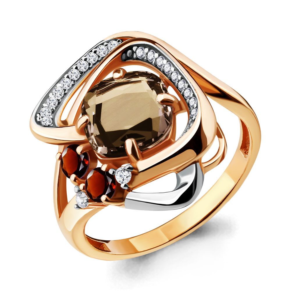 

Кольцо из серебра с гранатом р. 16,5 Aquamarine 6907936А_925_з, 6907936А_925_з