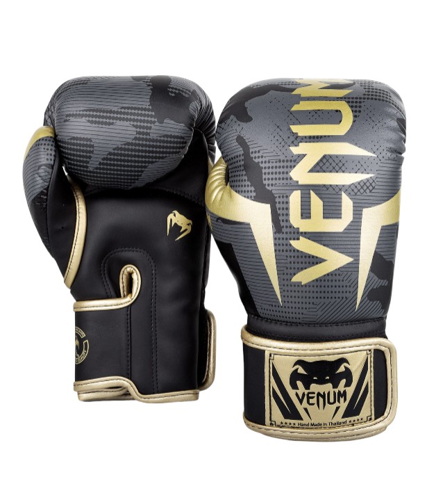

Перчатки боксерские Venum Elite Dark Camo/Gold 10 унц.
