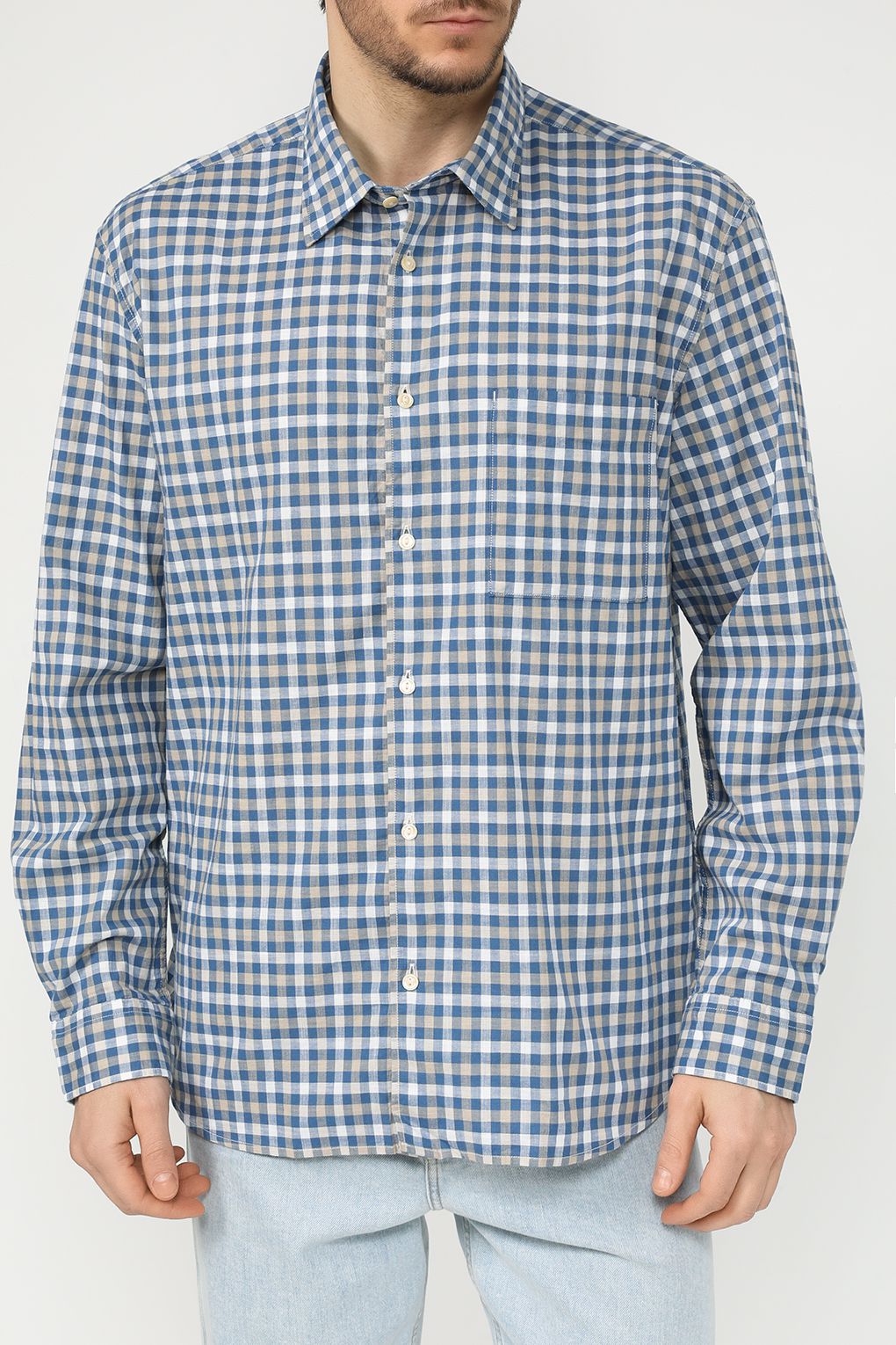 

Рубашка мужская Marc O'Polo 421724542356 синяя M, Синий, 421724542356