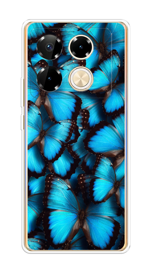 

Чехол на Infinix Note 40 Pro "Тропическая бабочка 2", Голубой;черный, 3105750-1