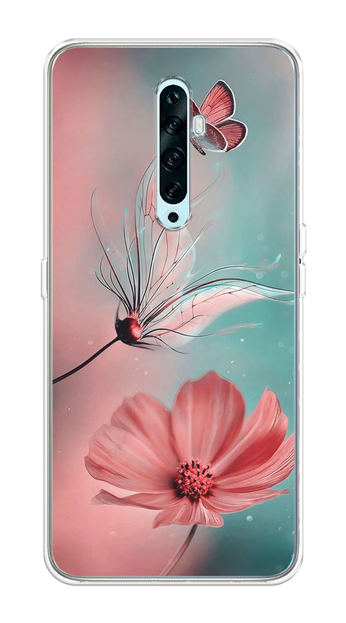 

Чехол на Oppo Reno 2Z "Бабочка и цветок", Голубой;розовый, 251850-1