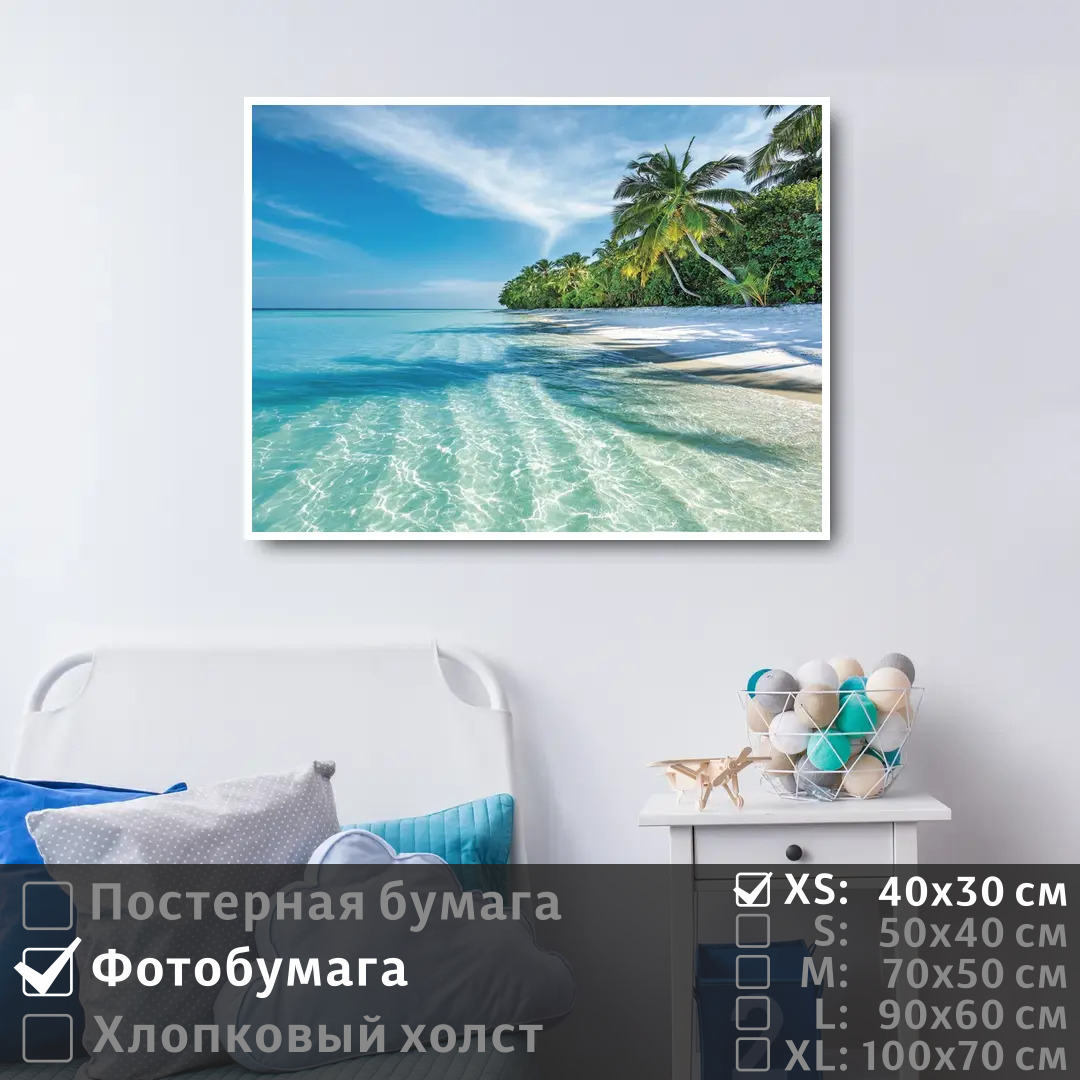 

Постер на фотобумаге ПолиЦентр Пальмы на берегу моря 40х30 см, ПальмыНаБерегуМоря
