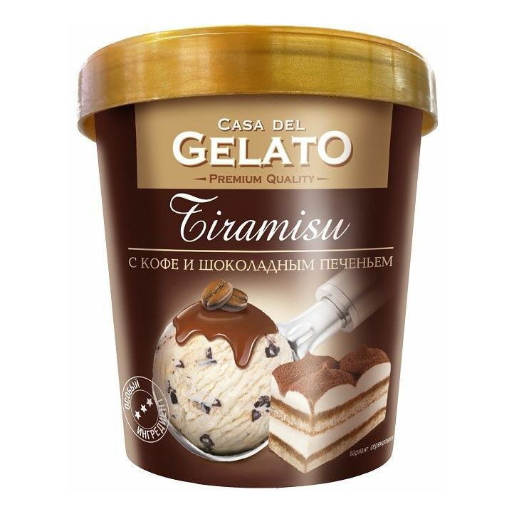 Мороженое пломбир Gelato Тирамису кофе-шоколадное печенье 250 г Россия