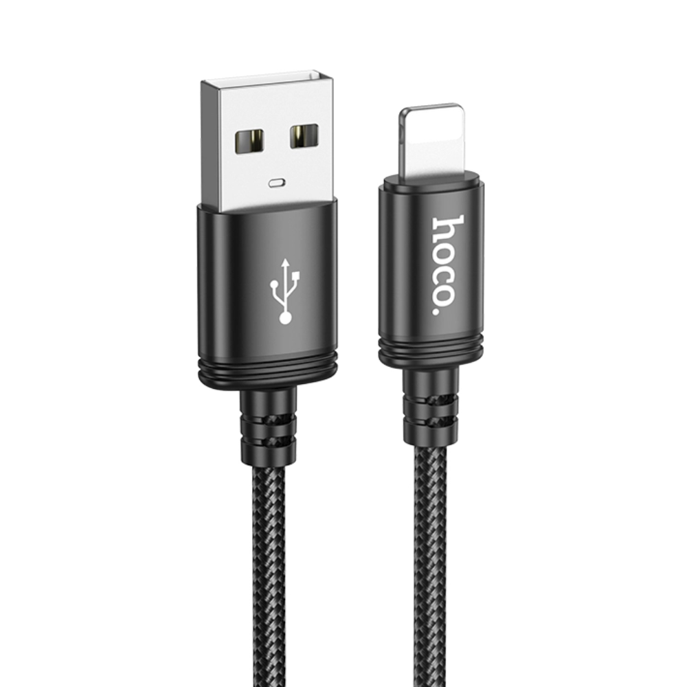 

Дата-кабель HOCO X89, USB To Lightning, 2.4A, 1м, нейлоновый, черный, X89i