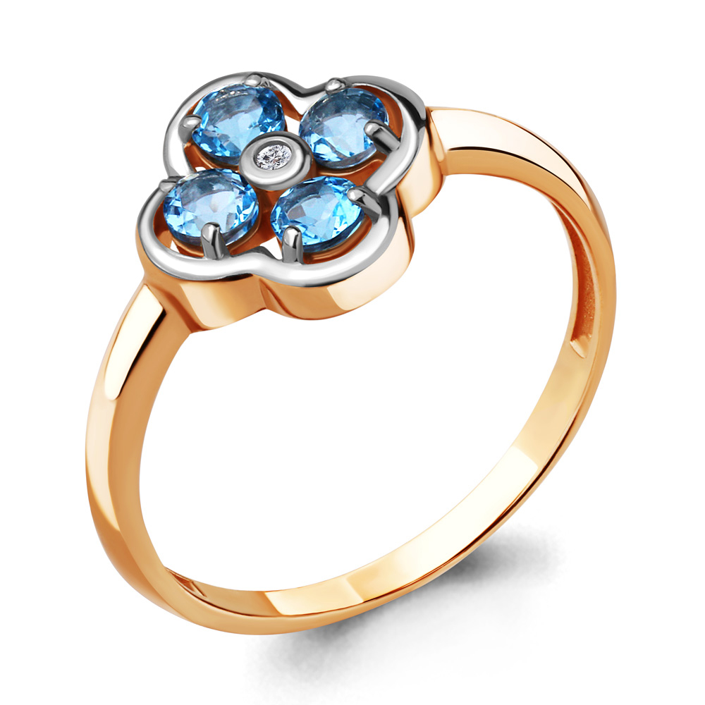 

Кольцо из красного золота с топазом р. 17,5 Aquamarine 6908805_585_кз, 6908805_585_кз