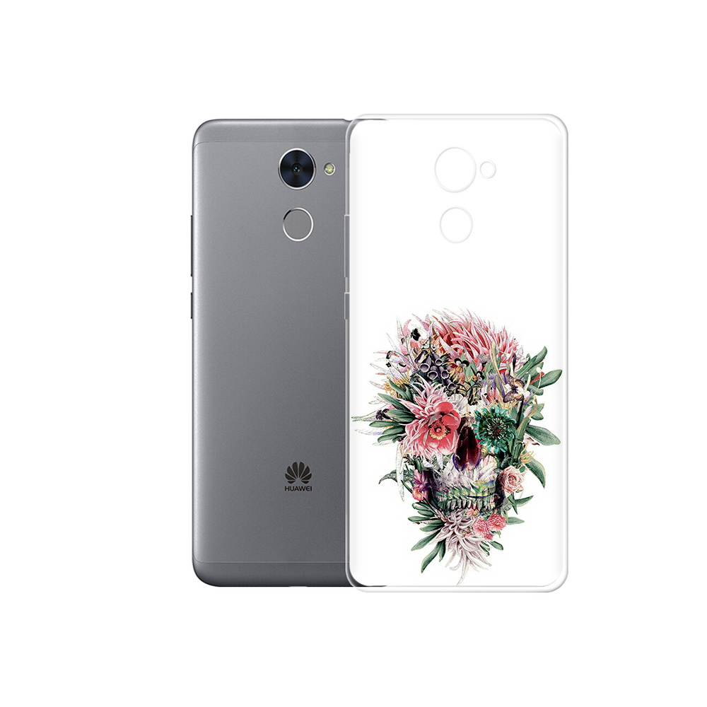 

Чехол MyPads Tocco для Huawei Enjoy 7 Plus череп из цветов (PT74186.70.677), Прозрачный, Tocco