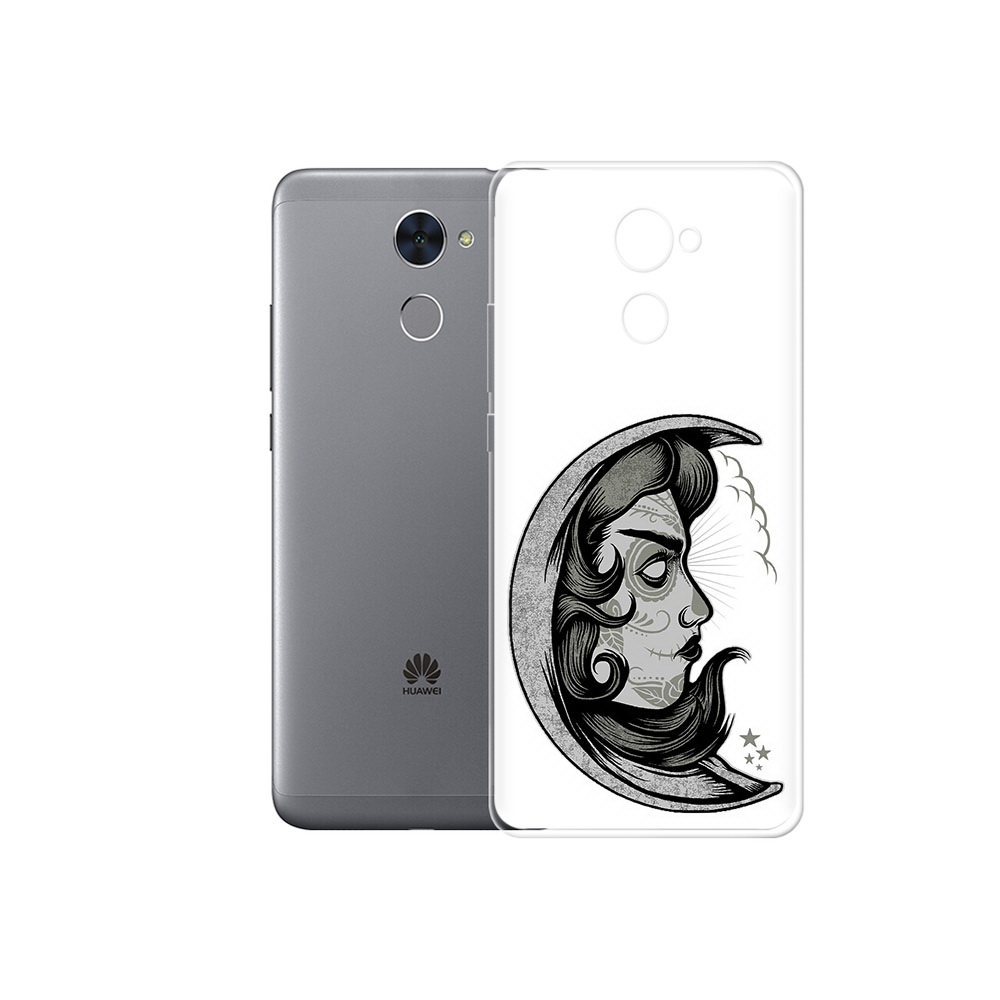 

Чехол MyPads Tocco для Huawei Enjoy 7 Plus черно белая луна с лицом (PT74186.70.680), Прозрачный, Tocco
