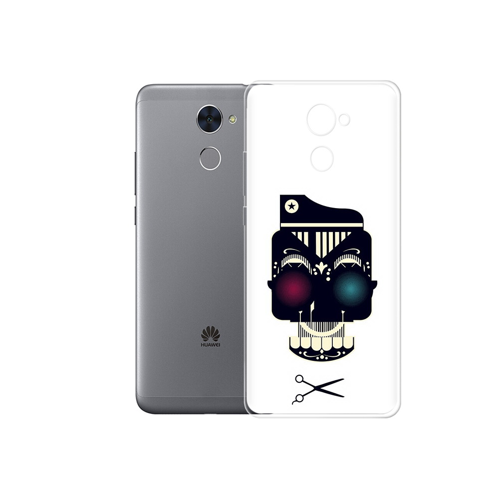 

Чехол MyPads Tocco для Huawei Enjoy 7 Plus черно белый скелет с яркими глазами, Прозрачный, Tocco