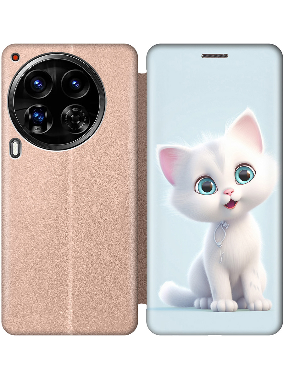 

Чехол-книжка на Tecno Camon 30 Premier 5g с принтом "Глазастый котик" золотой, Золотистый;голубой;белый, 782633011