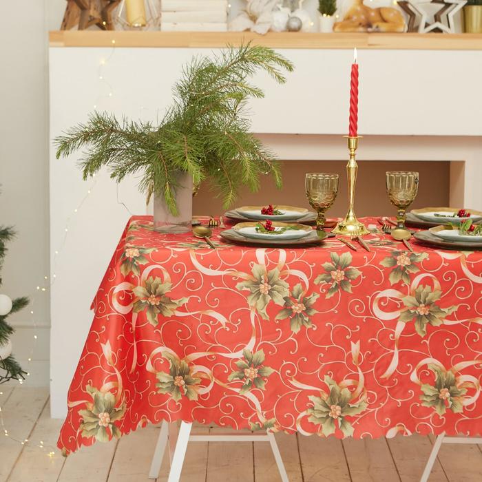 

Скатерть Доляна Новый год: Новогодние подарки 145x300 /- 2 , 100% п/э, Красный, Loveе