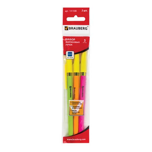 

Набор ручек шариковых Brauberg Color, синие, 1 мм, 3 шт.