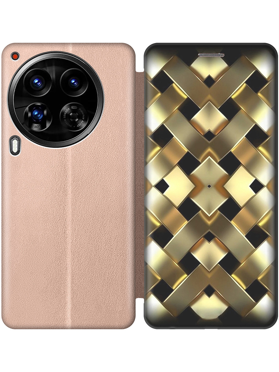 

Чехол-книжка на Tecno Camon 30 Premier 5g с принтом "Плетение золота" золотой, Золотистый;черный, 782633031