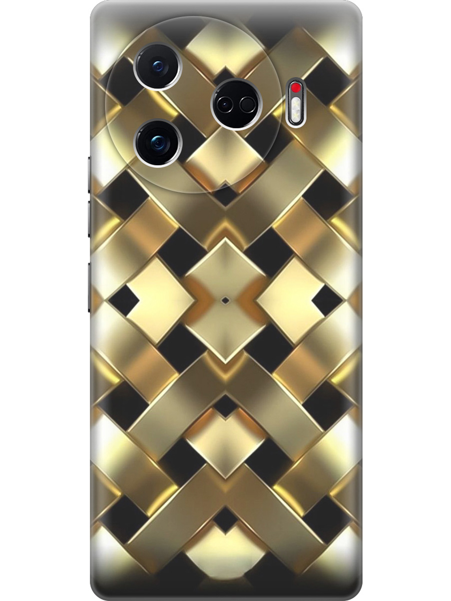 

Силиконовый чехол на Tecno Camon 30 Pro 5g с принтом "Плетение золота", Прозрачный;золотистый;черный, 782633631