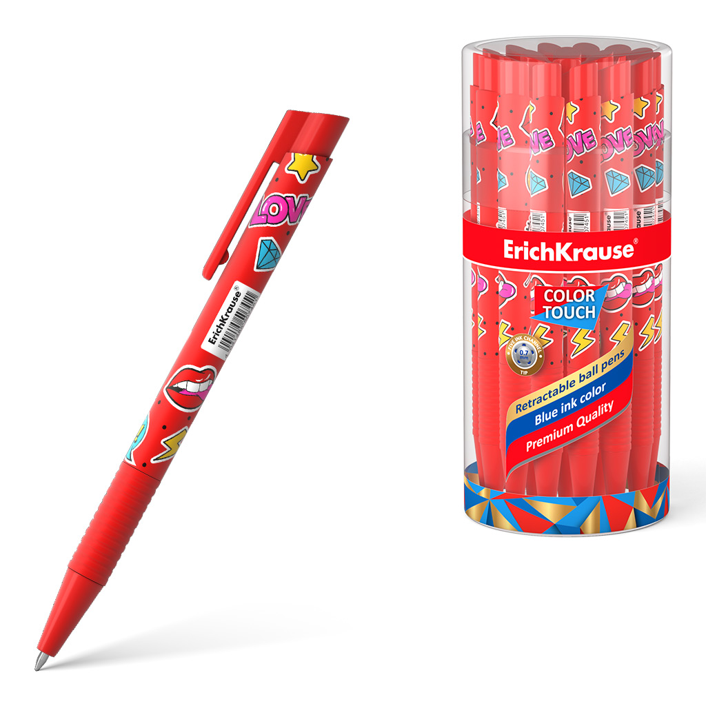 

Ручка шариковая ErichKrause ColorTouch Sweet Love, синяя, 0,7 мм, 1 шт.