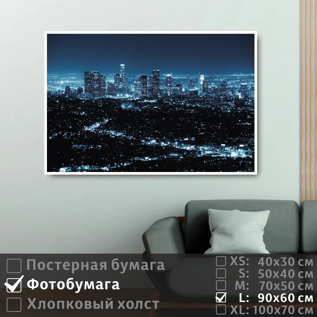 

Постер на фотобумаге ПолиЦентр Ночной город 90х60 см, НочнойГород