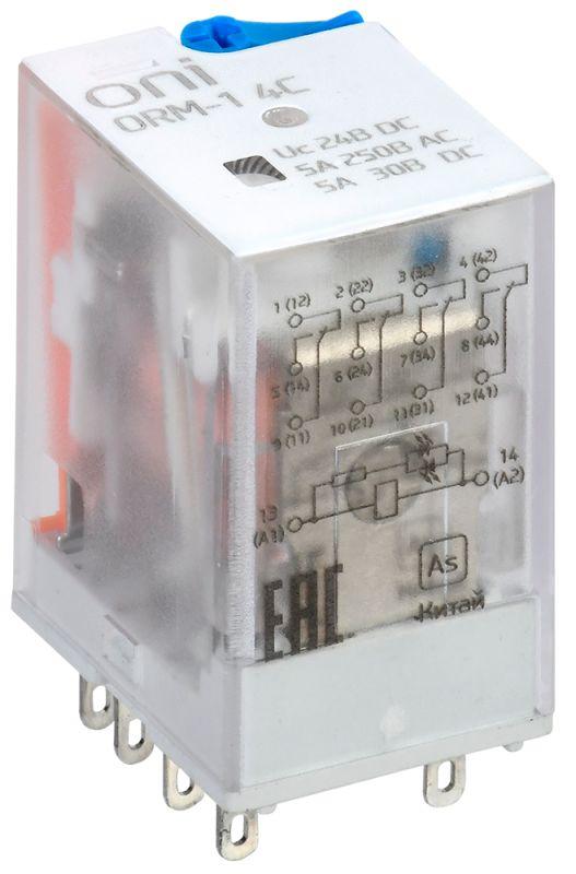 Реле интерфейсное ORM-1 4C 24В DC с LED и тест. кнопкой ONI ORM-1-4C-DC24V-L-B ( 1шт. )
