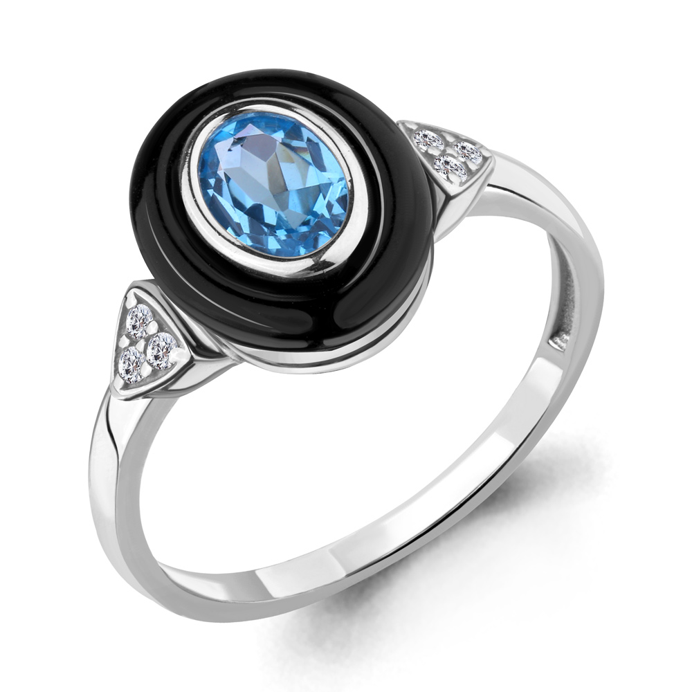 

Кольцо из серебра с топазом р. 18,5 Aquamarine 6911105А_925_р, 6911105А_925_р