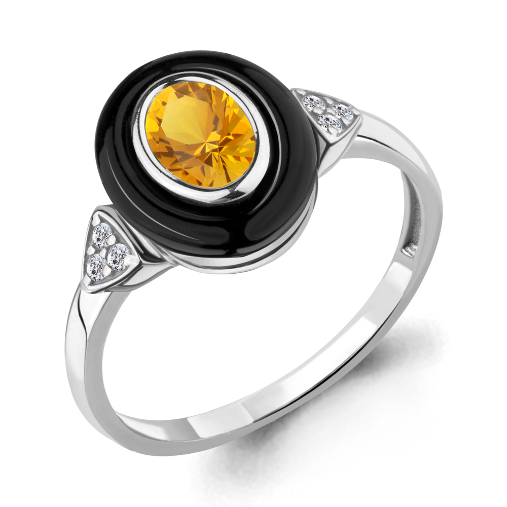 

Кольцо из серебра с цитрином р. 17,5 Aquamarine 6911106А_925_р, 6911106А_925_р