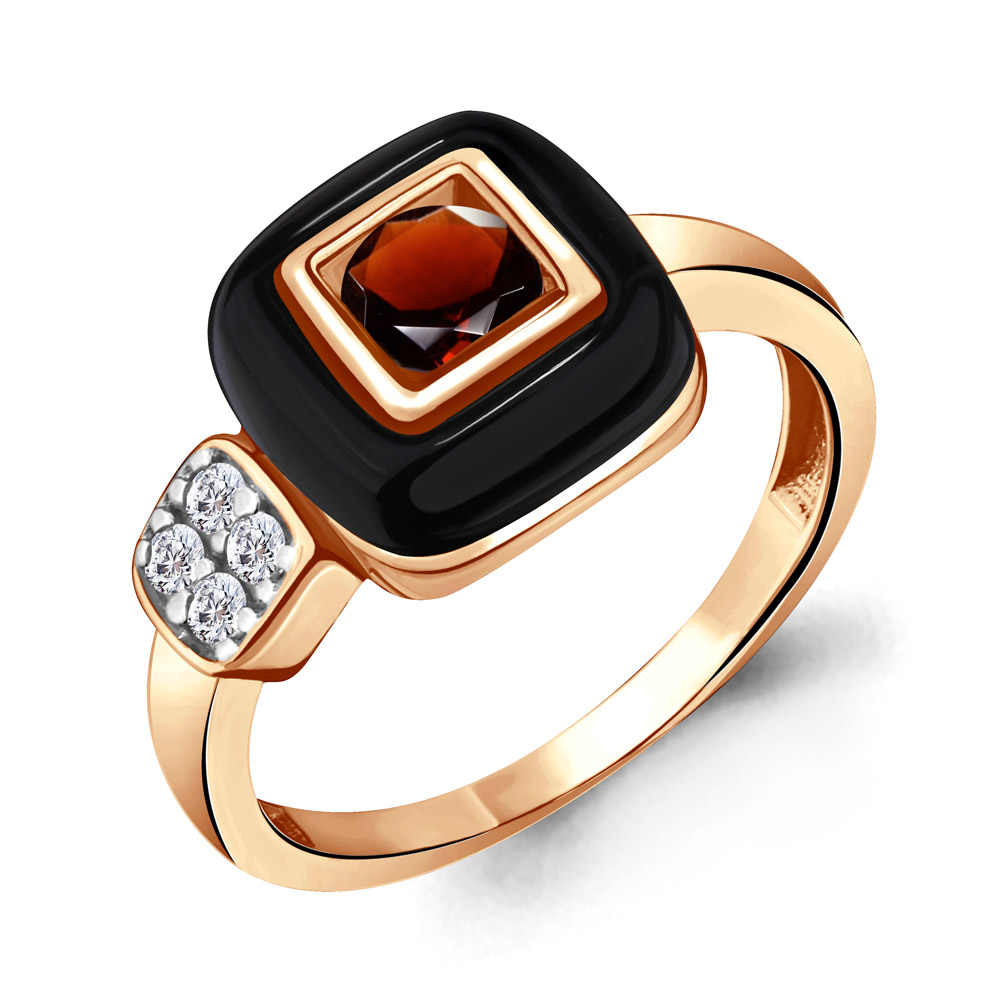 

Кольцо из серебра с гранатом р. 18 Aquamarine 6911203А_925_з, 6911203А_925_з