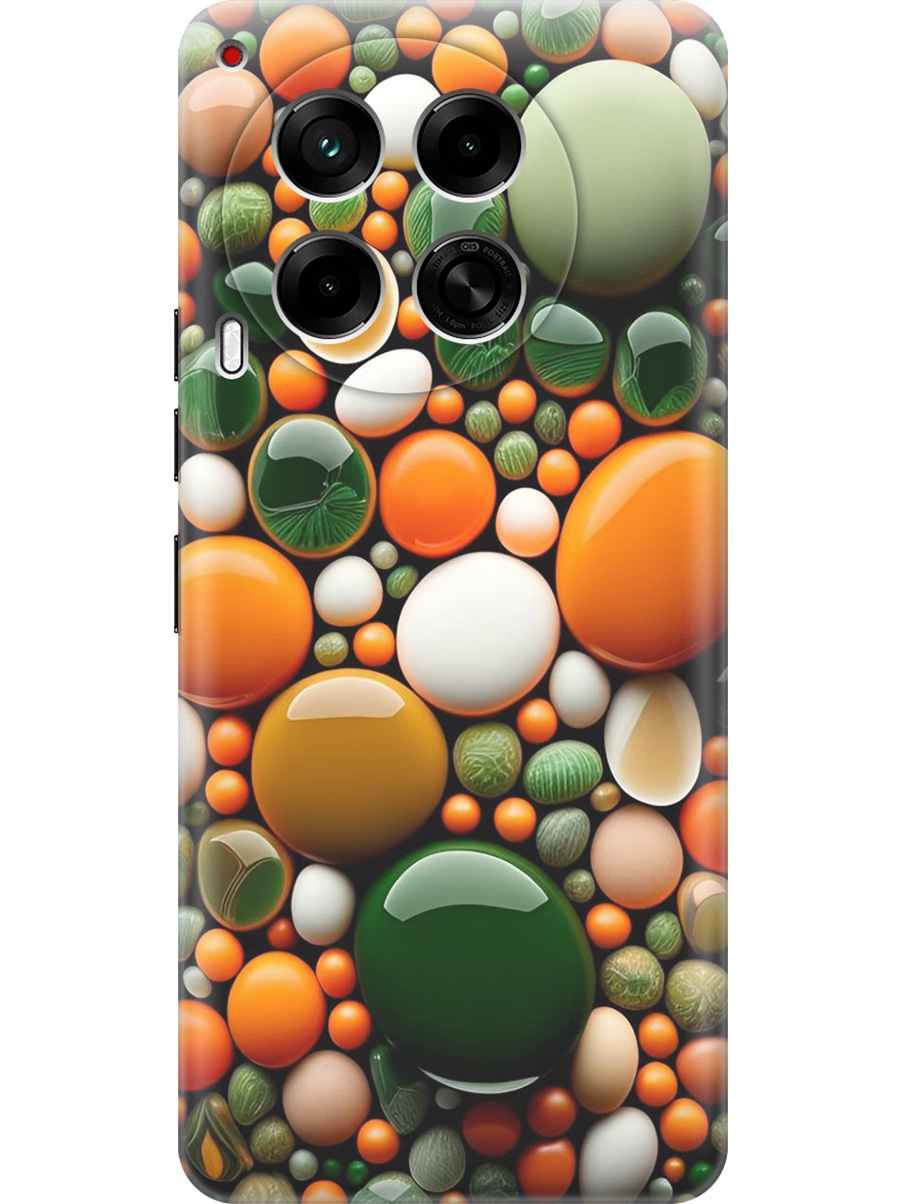 

Силиконовый чехол на Tecno Camon 30 4g / 30 5g с принтом "Оранжевые и зеленые камушки", Прозрачный;оранжевый;зеленый, 782632441