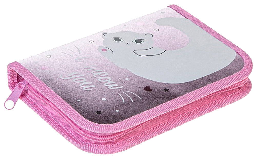 

Пенал Hatber Meow NPn_38067, молния, 1 секция, Розовый, 895-842
