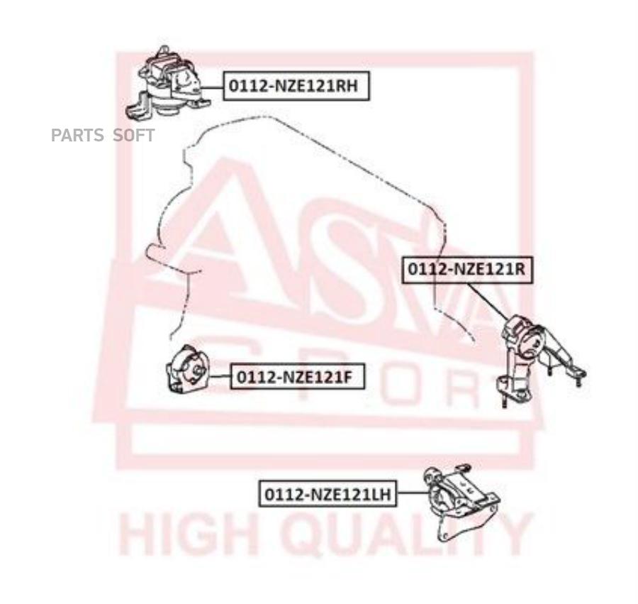 

Подушка двигателя ASVA 0112NZE121F передняя