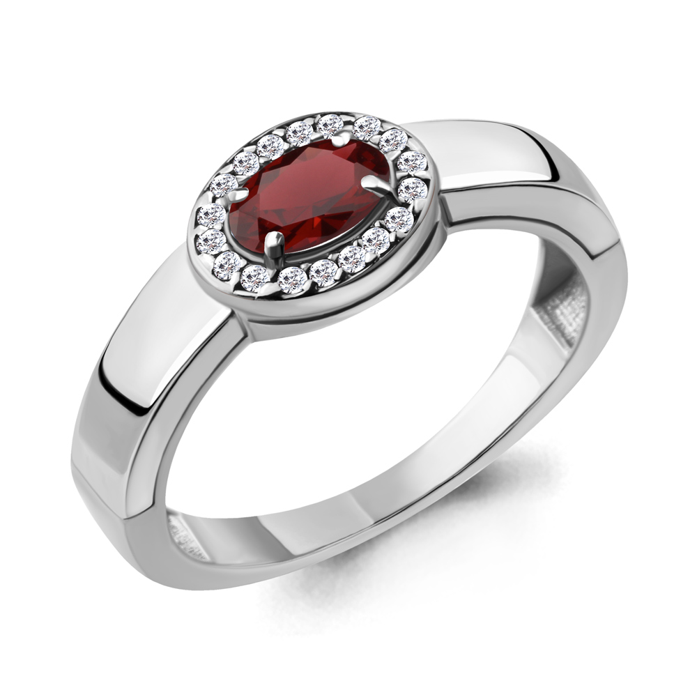 

Кольцо из серебра с гранатом р. 19,5 Aquamarine 6911703А_925_р, 6911703А_925_р