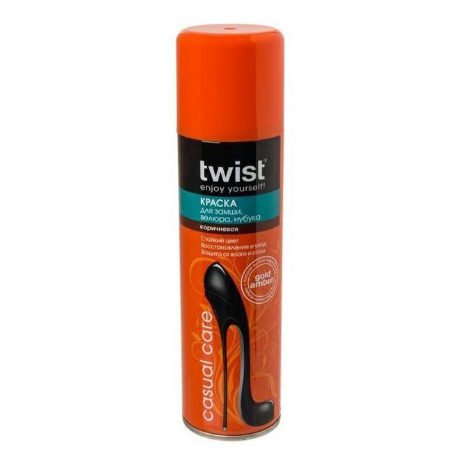 Краска Twist Casual Care для обуви из замши, велюра, нубука коричневая 250 мл