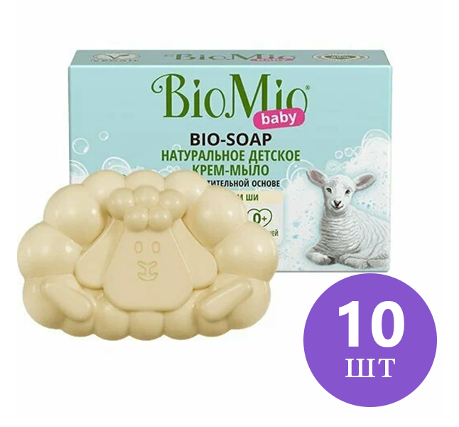 Крем-мыло детское BioMio Baby Bio-Soap с маслом Ши 90 г 10 шт 654₽