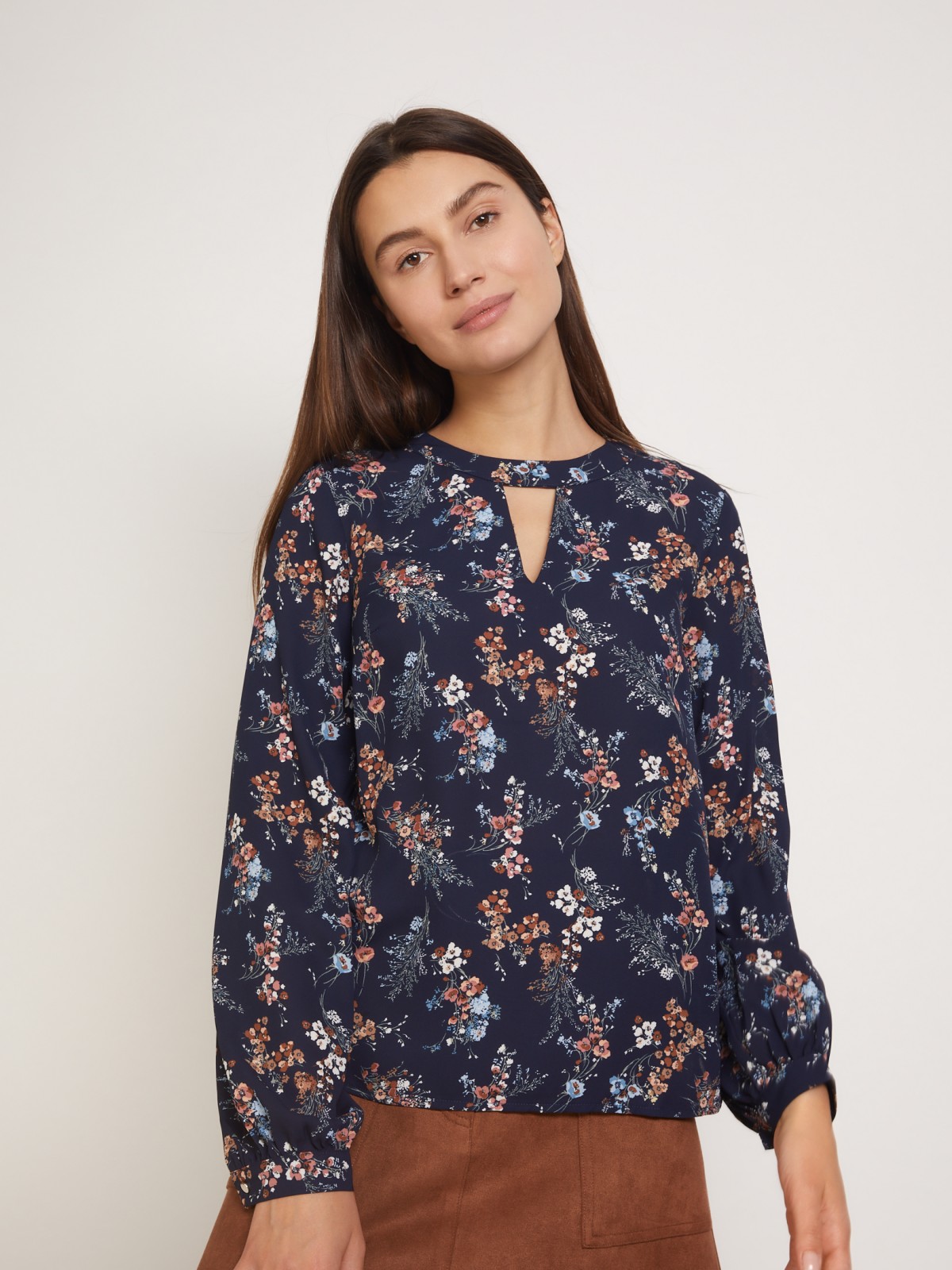 

Блуза женская Zolla 02134118Y21359P0 синяя XXL, 02134118Y21359P0