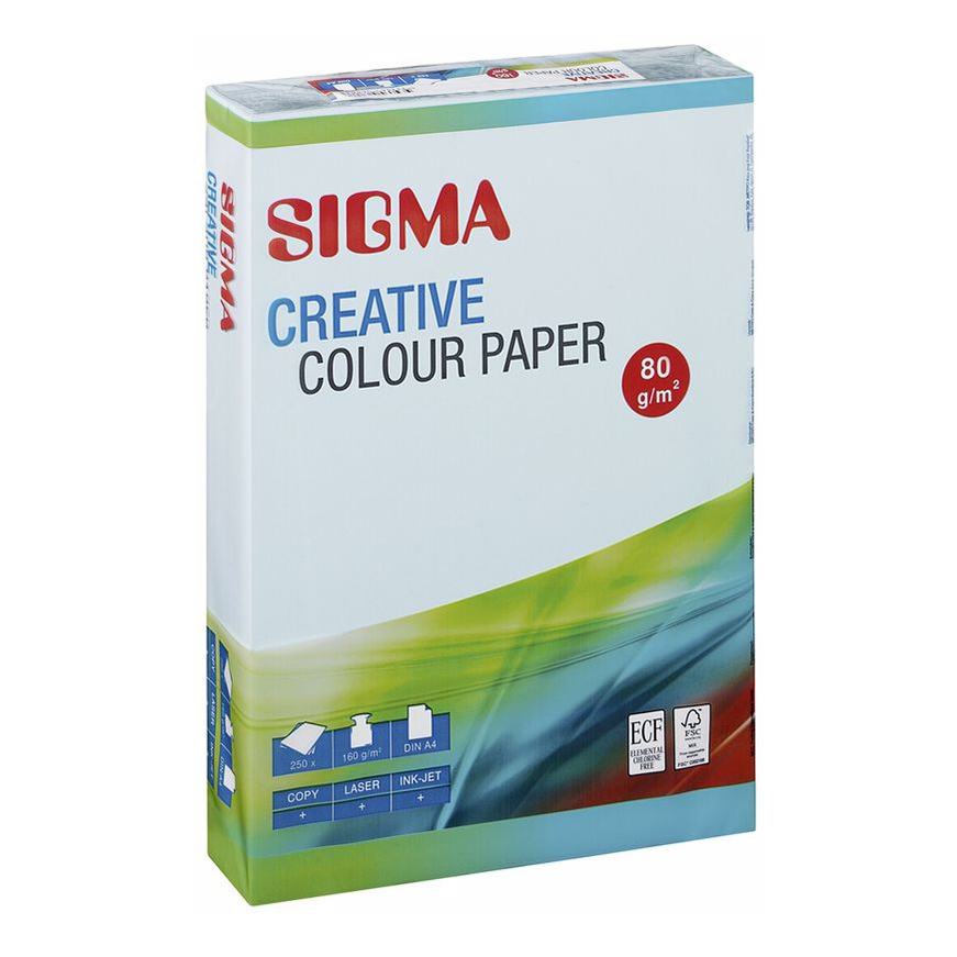 Бумага форматная цветная Sigma голубой интенсивный 80 г/м2 А4 100 листов