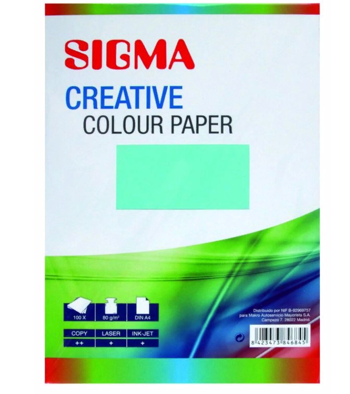 Бумага форматная цветная Sigma зеленый интенсивный 80 г/м2 А4 100 листов