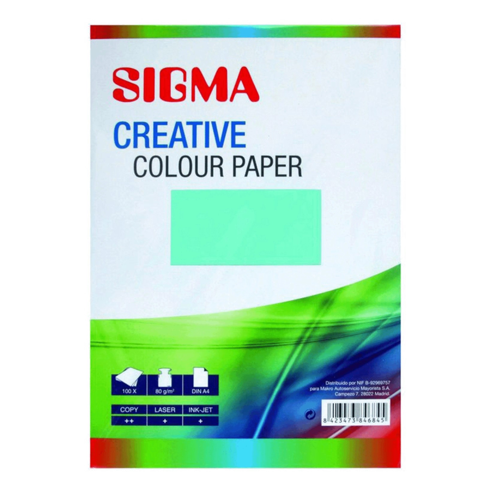Бумага форматная цветная Sigma радуга интенсив А4 100 листов