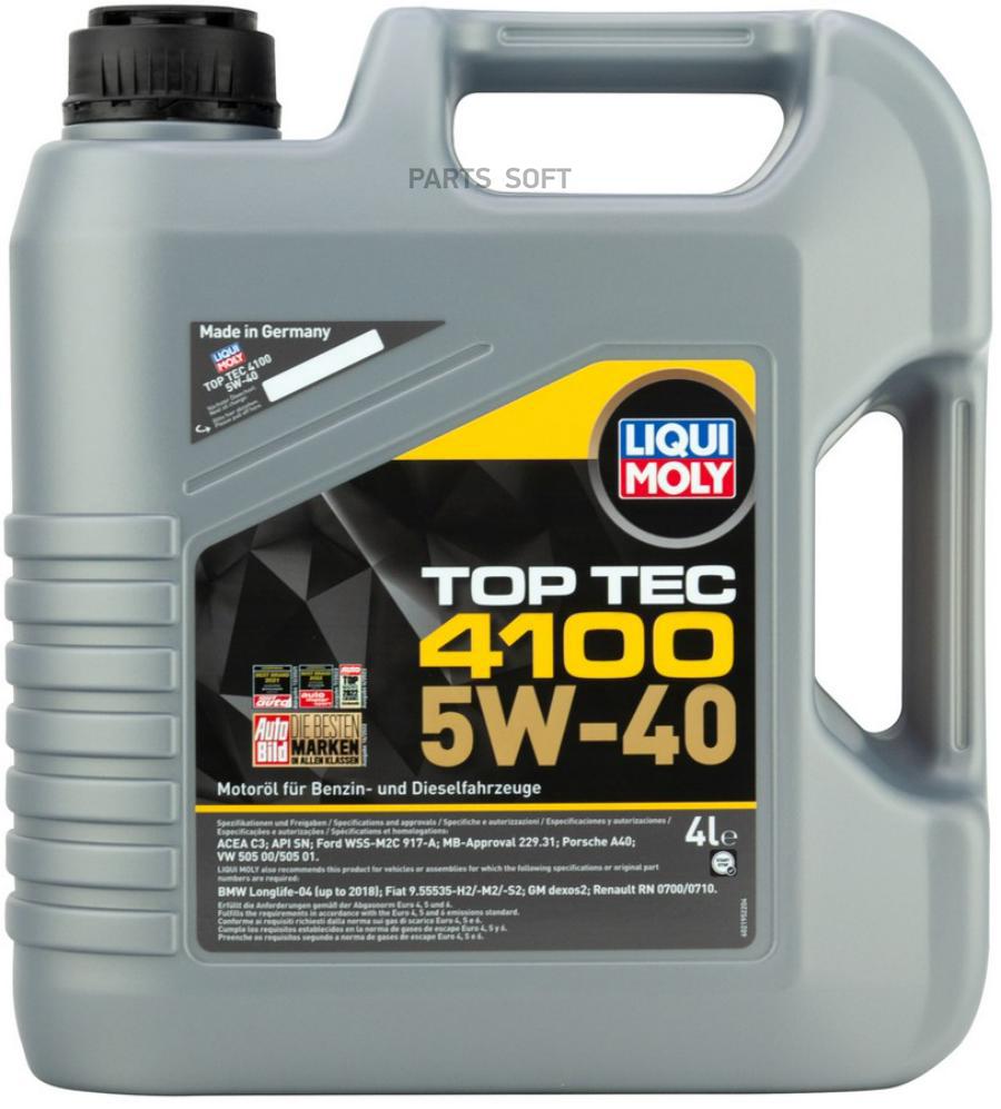 

Моторное масло LIQUI MOLY cинтетическое Top Tec 4100 5W40 CF/SN C3 4л