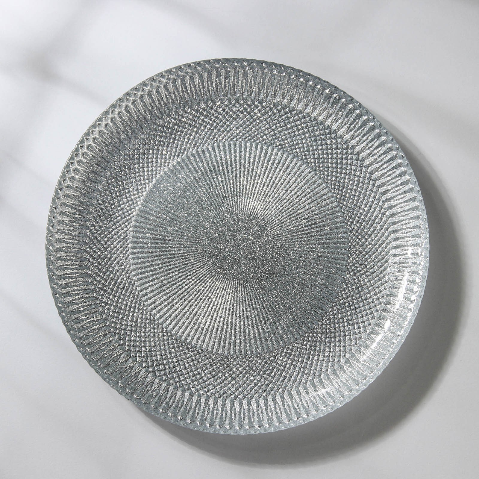 

Тарелка сервировочная АКСАМ Глория 15615/S стекло, 21x21, серебристый, 1 шт