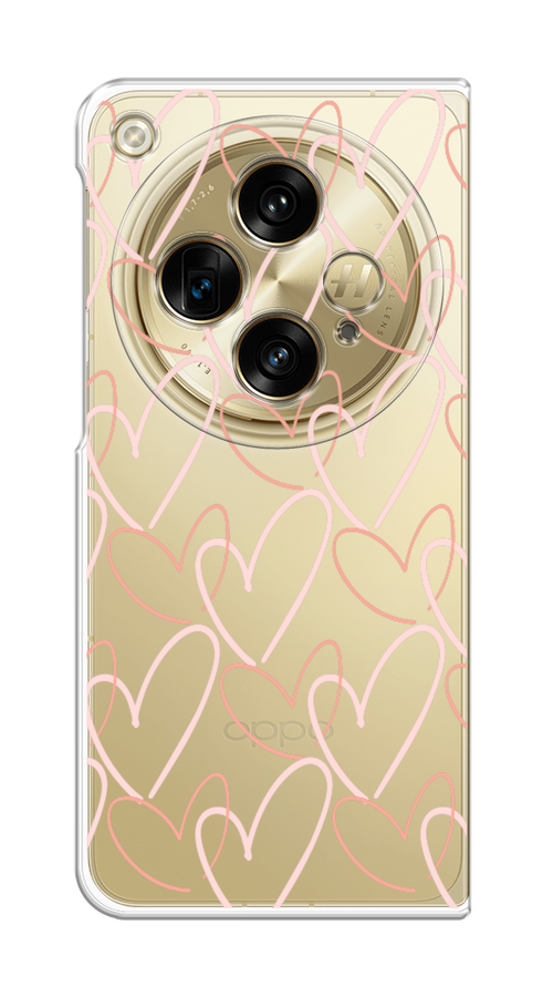 

Чехол на Oppo Find N3 "Узор из сердечек", Розовый;бежевый, 2515550-1
