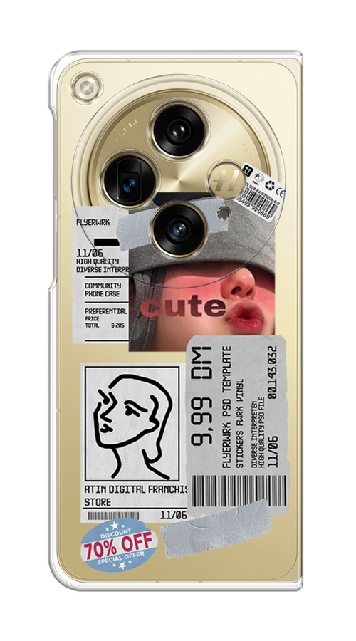 

Чехол на Oppo Find N3 "Cute girl collage", Розовый;серый;голубой, 2515550-1