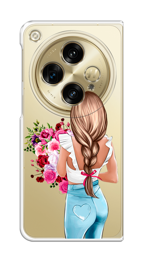 

Чехол на Oppo Find N3 "Девушка с цветами", Коричневый;розовый;бирюзовый, 2515550-1