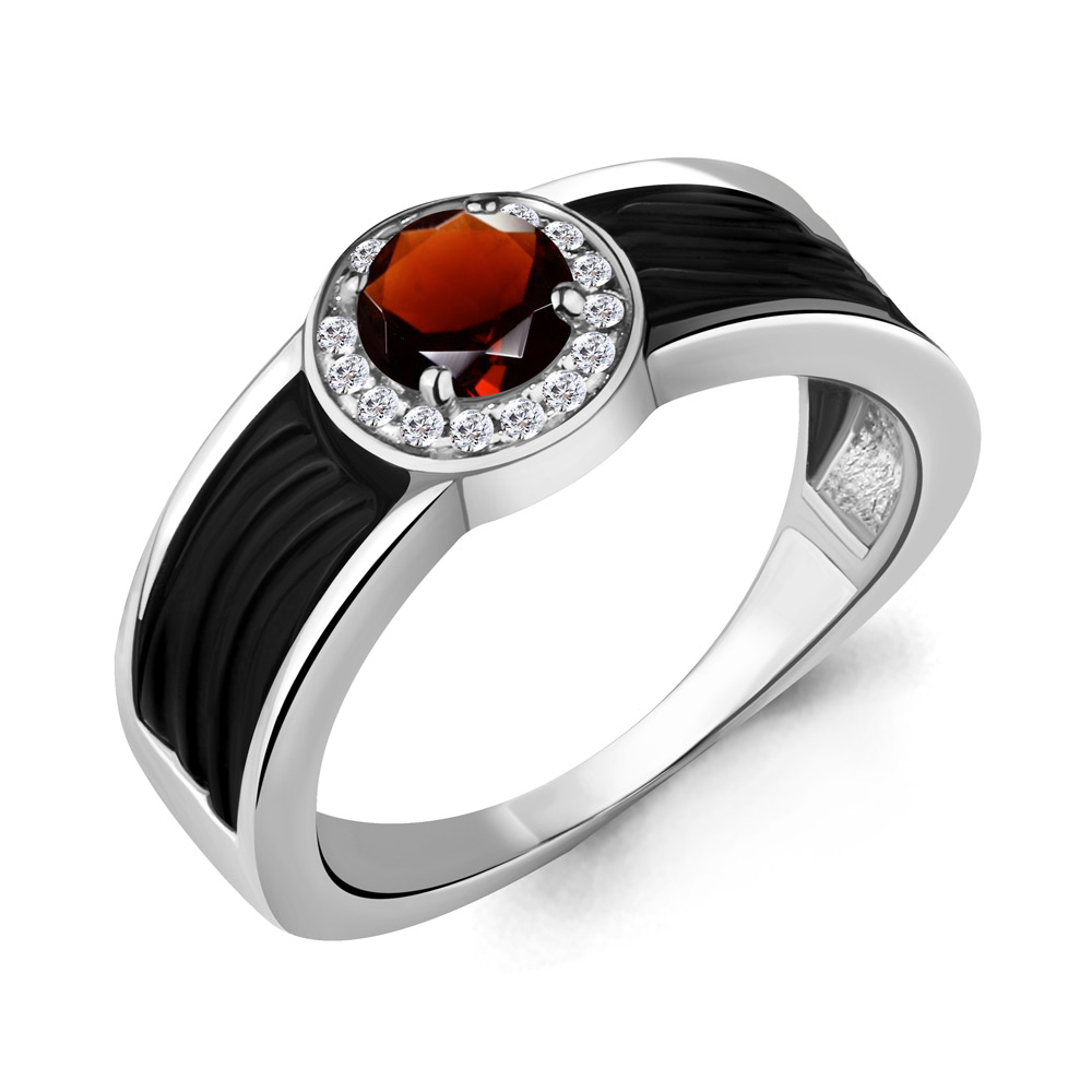 

Кольцо из серебра с гранатом р. 19,5 Aquamarine 6911803А_925_р, 6911803А_925_р