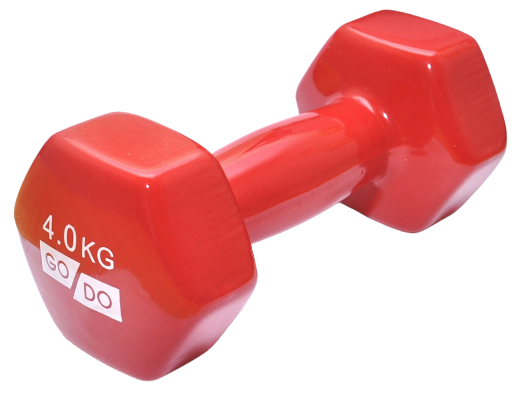Неразборная гантель виниловая GO DO 1 x 4 кг, красный