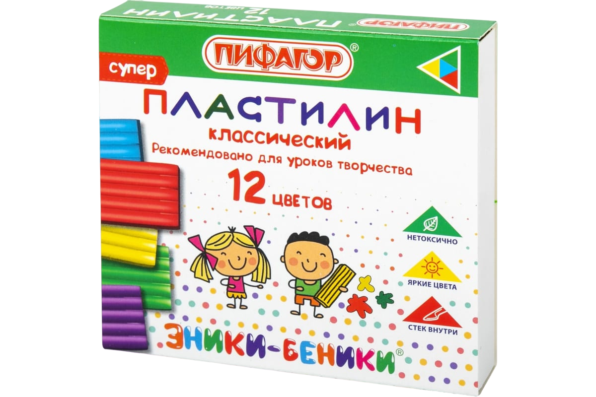 Пластилин 12 цв ЭНИКИ-БЕНИКИ СУПЕР 120 г 106505 Пифагор 363₽