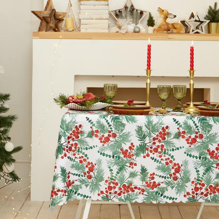

Скатерть Доляна Новый год: Сhristmas berries 145x260 /- 2 , 100% п/э, Зеленый, Loveе