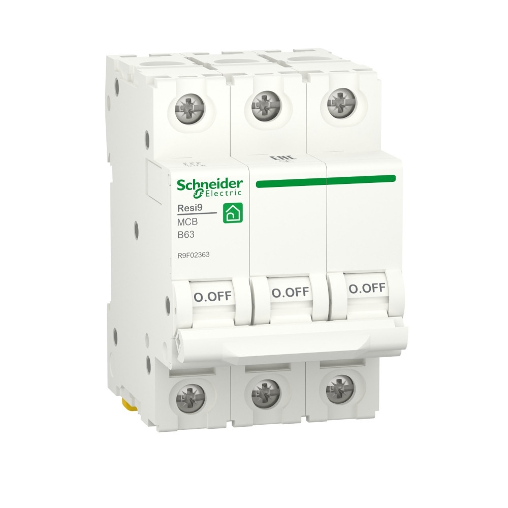 фото Автоматический выключатель schneider electric r9f02363.3 resi9 3p 63а(b) 6ка r9f02363, 3шт systeme electric