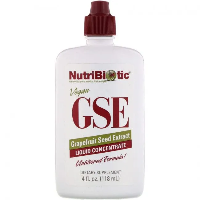 NutriBiotic, веганский экстракт семян грейпфрута GSE, жидкий концентрат, 118 мл 4 жидк. у