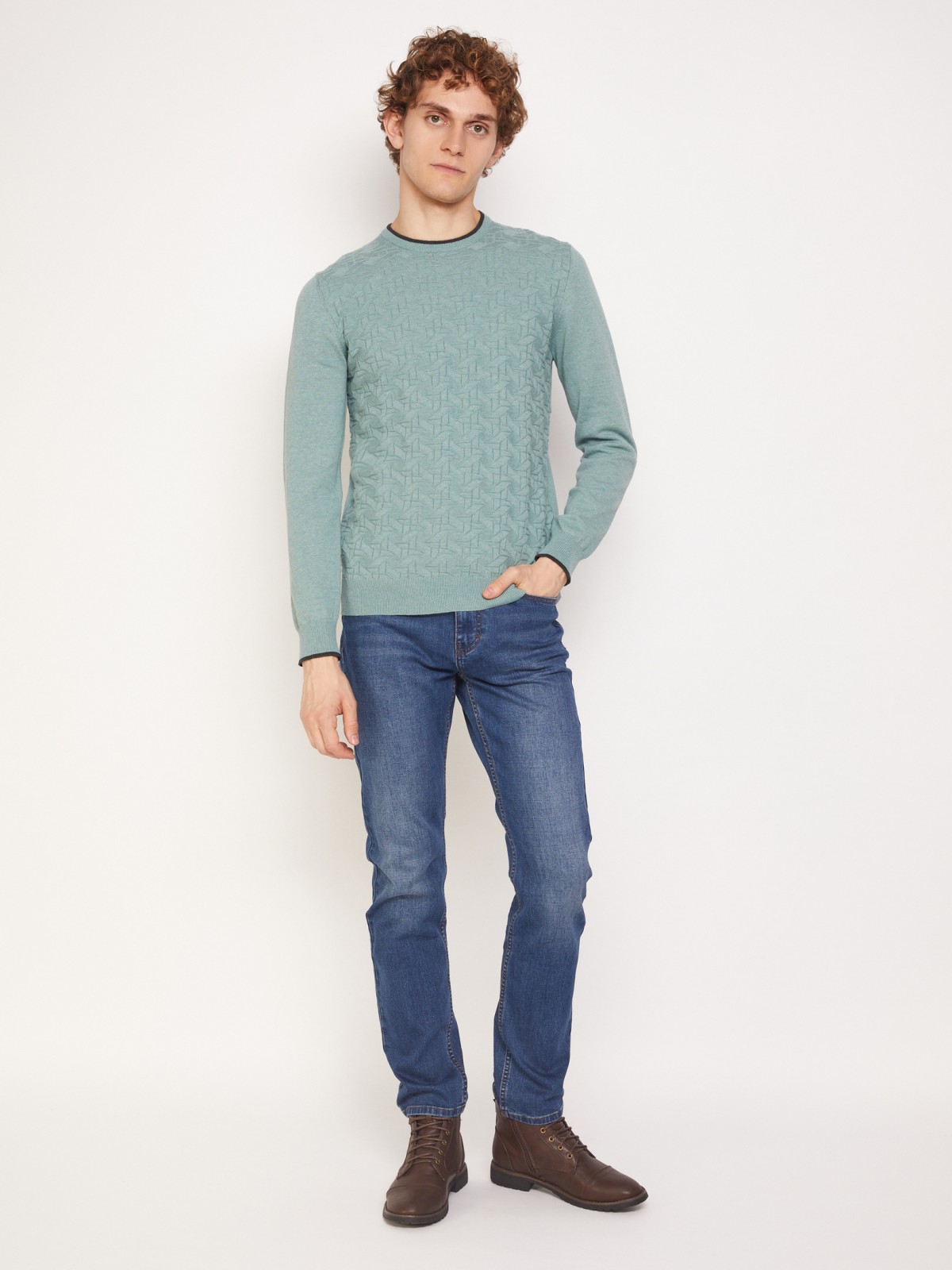 

Джемпер мужской 01133610107360 Zolla бирюзовый M, 011336101073