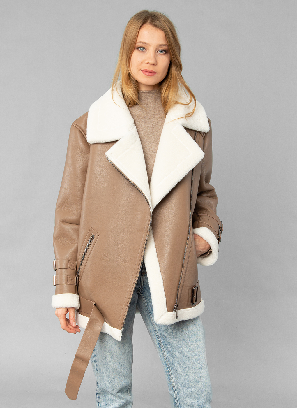 

Дубленка женская Каляев 57111 белая 54, 57111