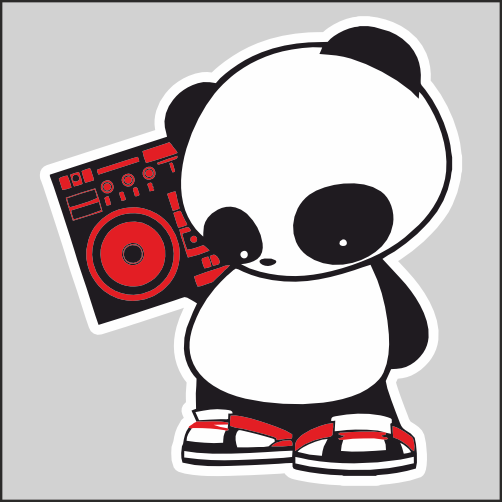 Наклейка Наклейки за Копейки панда с магнитофоном 17х15см