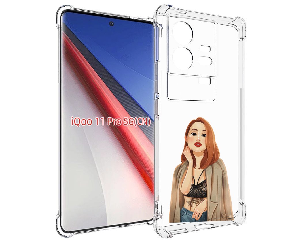 

Чехол бампер MyPads девушка-в-кружевном-2 для Vivo iQOO 11 Pro п..., Прозрачный, Tocco