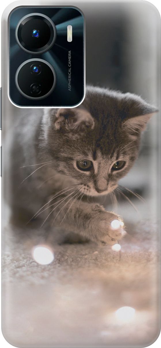 

Силиконовый чехол на Vivo Y16 с принтом "Котенок и свет", Белый;коричневый, 157749
