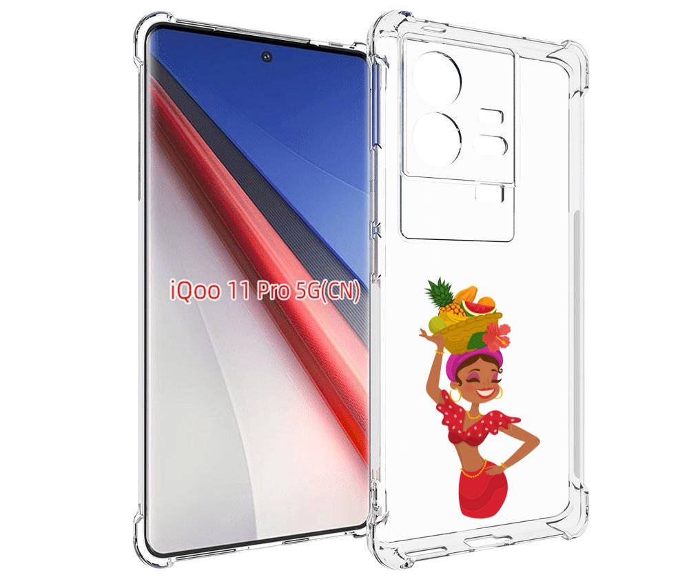 

Чехол бампер MyPads девушка-мулатка для Vivo iQOO 11 Pro противо..., Прозрачный, Tocco
